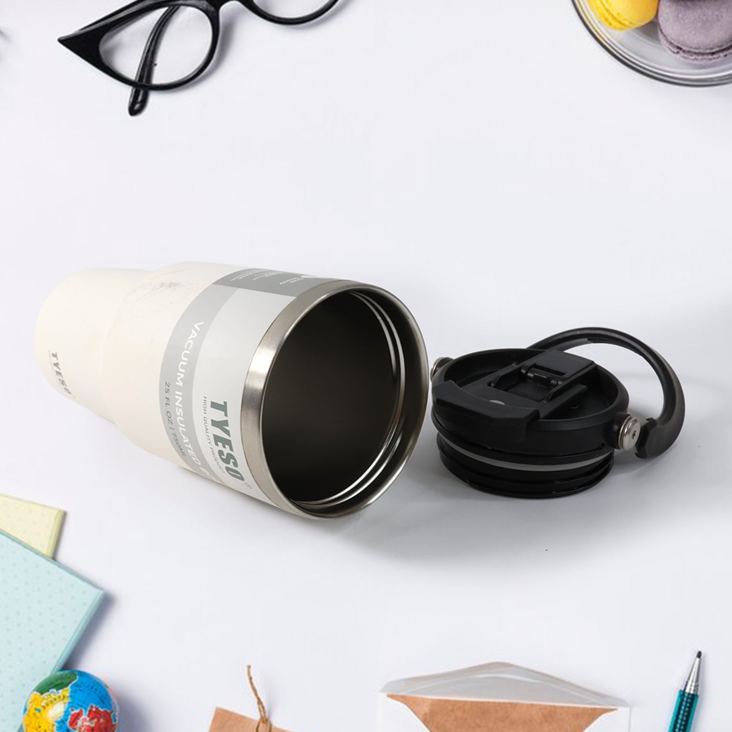 High Quality Stainless Steel Vacuum Glass Insulated Glass Coffee Cups Double Walled Travel Mug, Car Coffee Mug (With Lid & Handle / 1 Pc) High Quality Stainless Steel Vacuum Glass Insulated Glass Coffee Cups Double Walled Travel Mug, Car Coffee Mug (With Lid & Handle / 1 Pc)